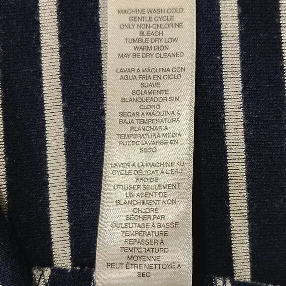 Weekend by Chico's Striped Collar Top Sz 0 (S/M) Cowl Neck Gray Blue Long Sleeve - Picture 15 of 16